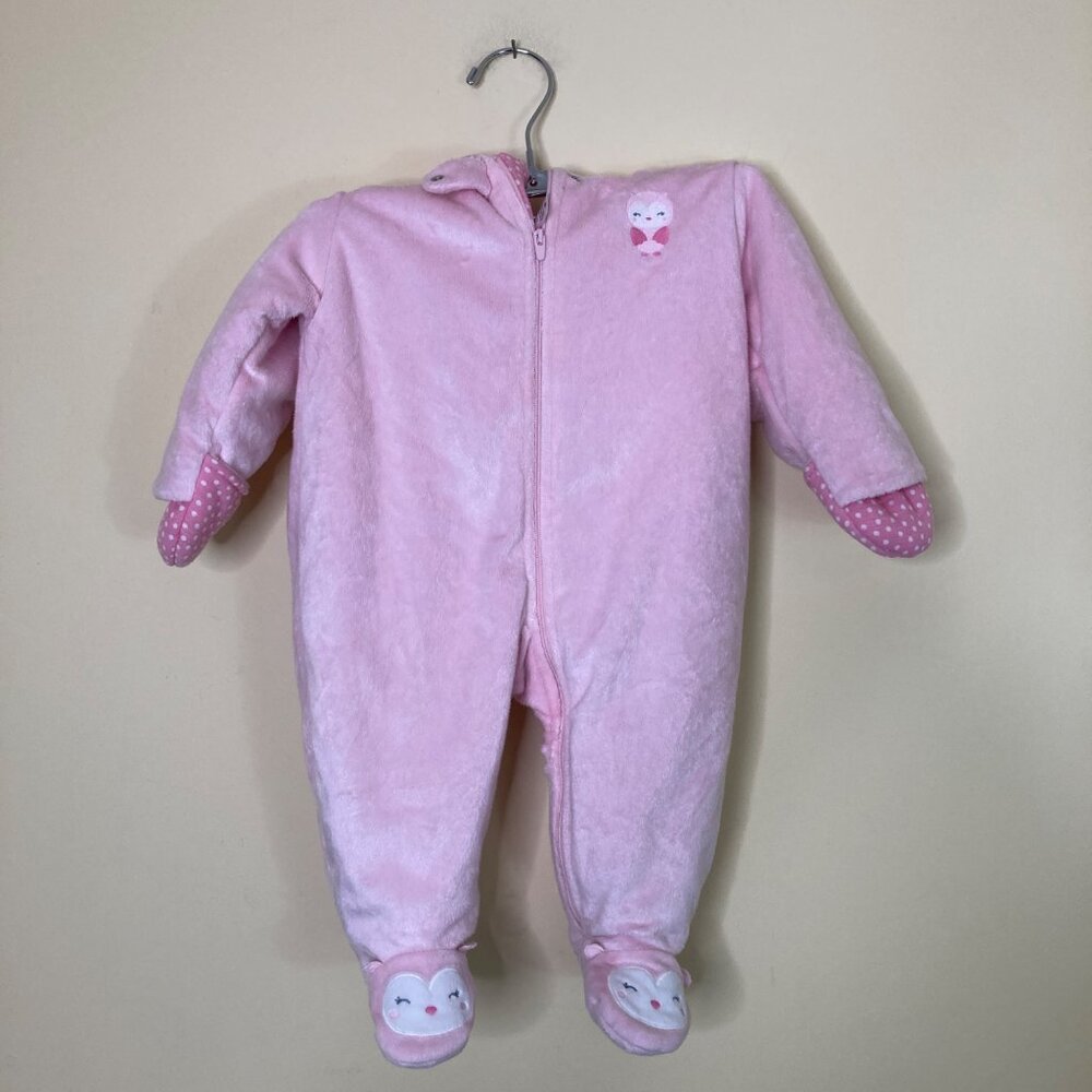 Carter's Just One You Winter Suit Baby Girl 9 Months Pink Penguin Hood Fleece